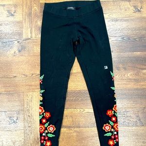 Express Floral Embroidered High Waist Leggings